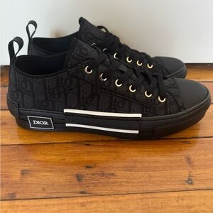 Dior Black Canvas Sneakers with White Accents